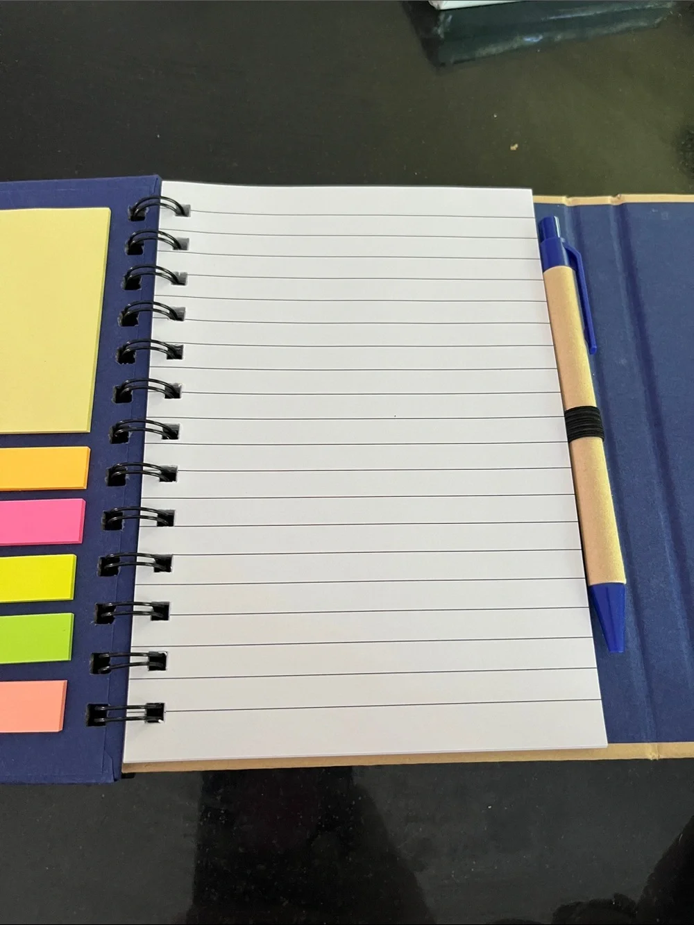 Blue Spiral Notebook with Tan Elastic SNHU